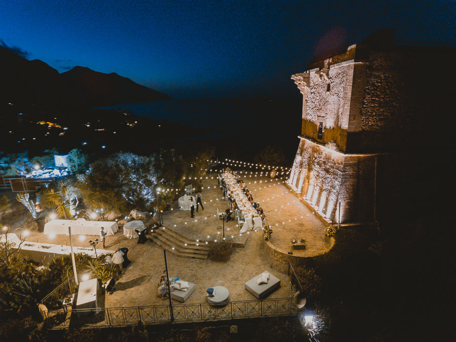 Suggestiva foto aerea scattata col Drone durante il Ricevimento di Matrimonio alla Torre di Scopello