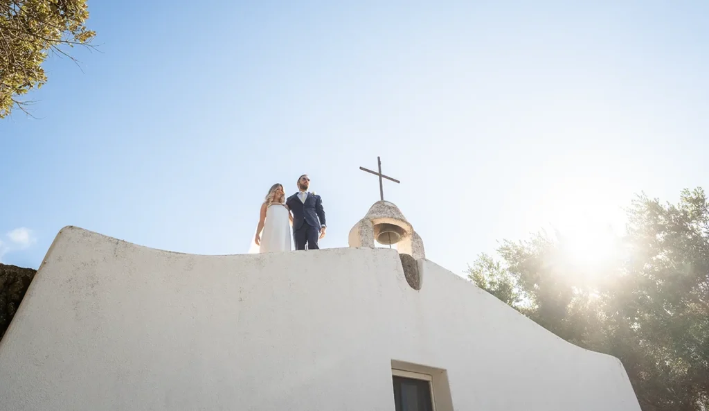 Newlyweds at a wedding in Mueggen, Pantelleria.