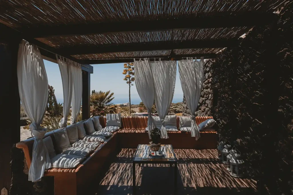 Detail of a traditional dammuso wedding setting in Pantelleria.