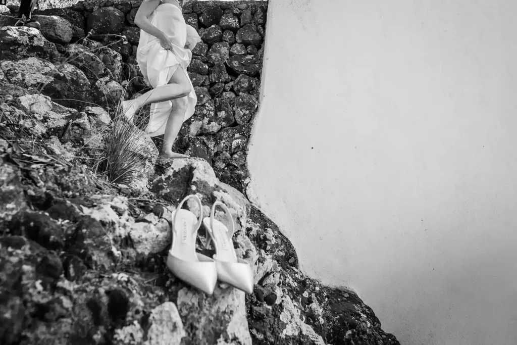 Bridal shoes photographed in Pantelleria.