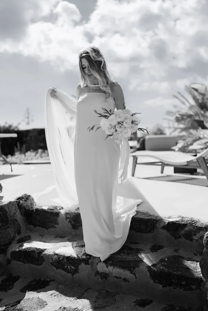Black-and-white portrait from a wedding in Pantelleria.
