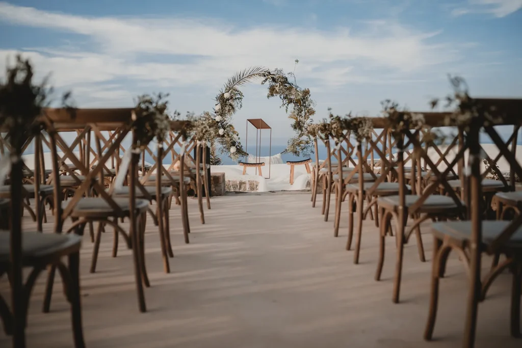 Outdoor civil wedding setting at Pantelleria Dream Resort.